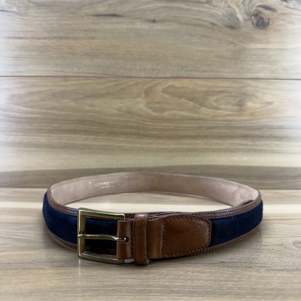 Herring Shoes Mens Belt Size 36 Navy & Brown Leather England